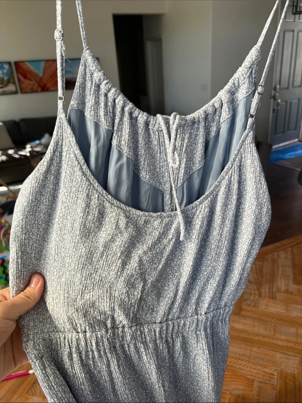 Abercrombie & fitch Light Blue Floral Maxi Sundress with Spaghetti Straps